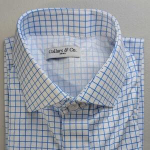 Collars & Co Dress Shirt Golf White Plaid Check Preppy Office Performance Small